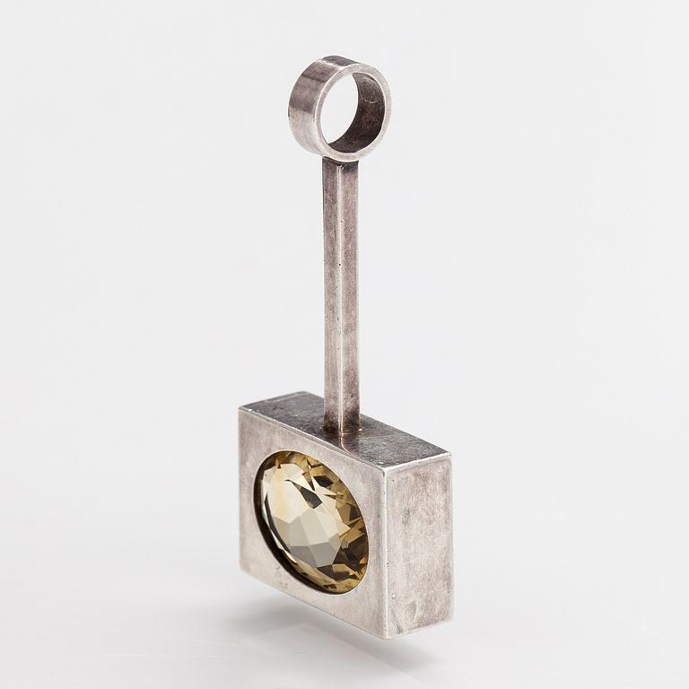 Elis Kauppi, A sterling silver and citrine pendant. Kupittaan kulta, Turku.