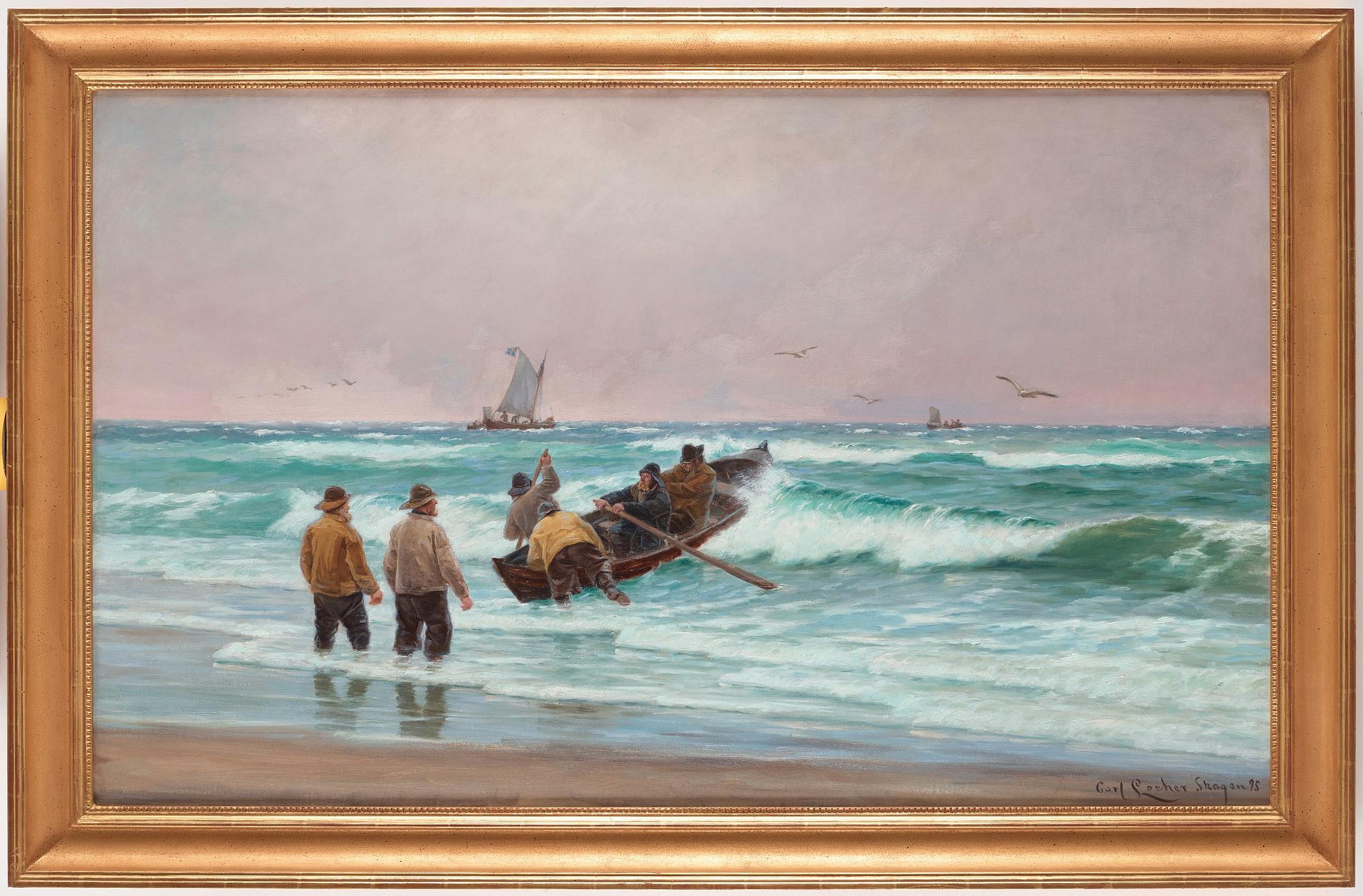 Carl Locher, Fishermen on the beaches of Skagen, Denmark.