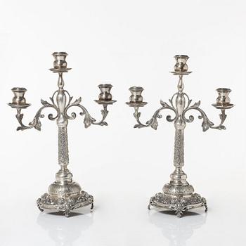 A pair of  silver candelabra, 20th Century.