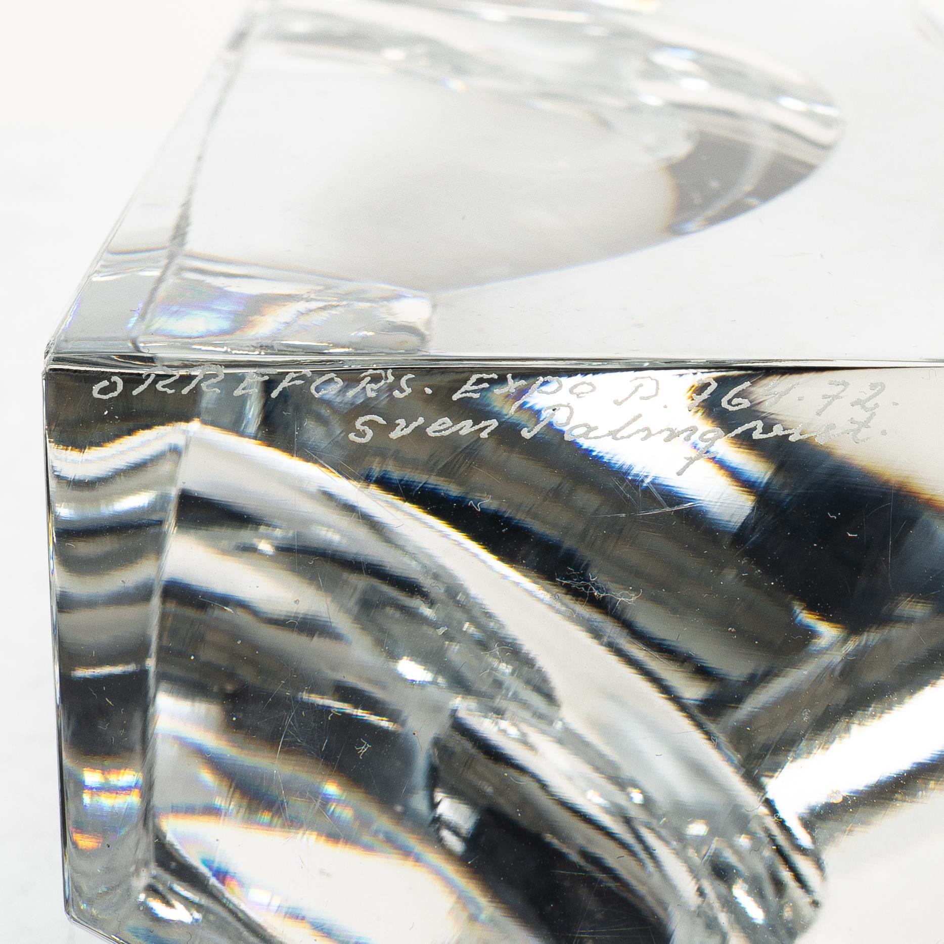 Sven Palmqvist, skulptur, signerad, Orrefors expo, 1972.