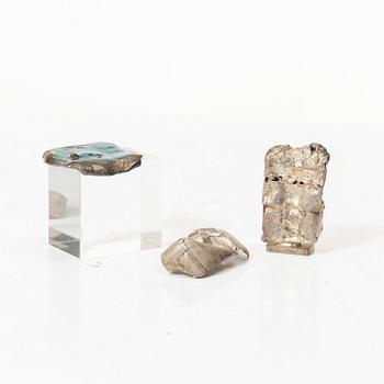Lars Arby, a stamp and two small sculptures, silver, Gothenburg, Sweden.