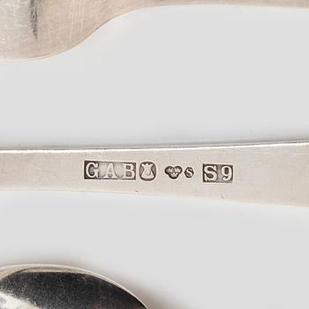 Jacob Ängman, A Swedish silver cutlery set, model "Rosenholm", GAB, Eskilstuna and Stockholm, some 1968 (44 pieces).