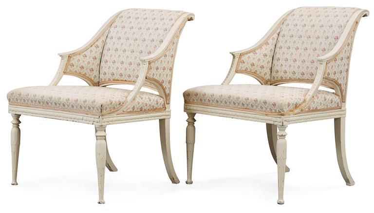 A pair of late Gustavian circa 1800 armchairs by E. Ståhl.