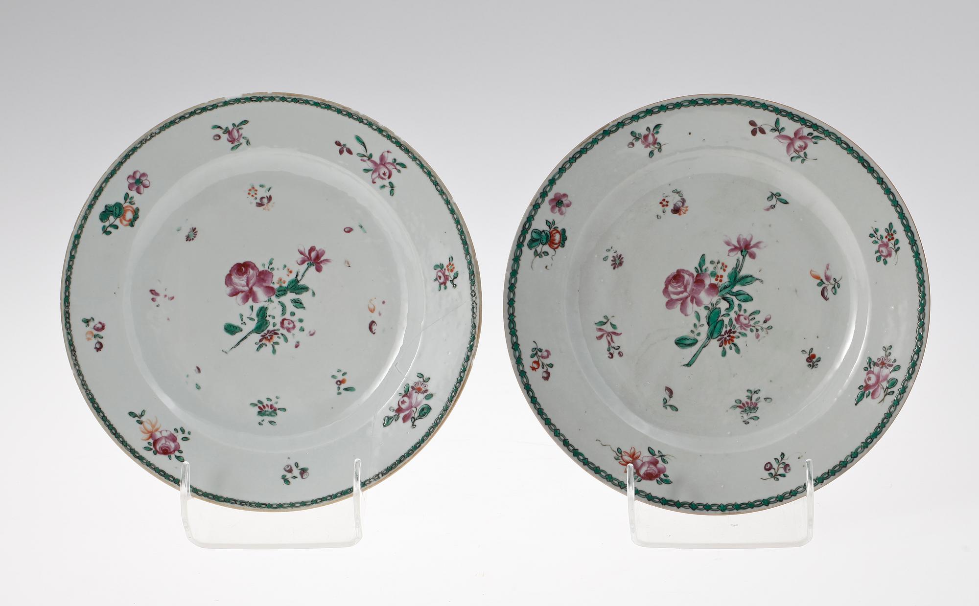 TALLRIKAR 6 st, porslin, Qianlong, Kina, 1700-tal.