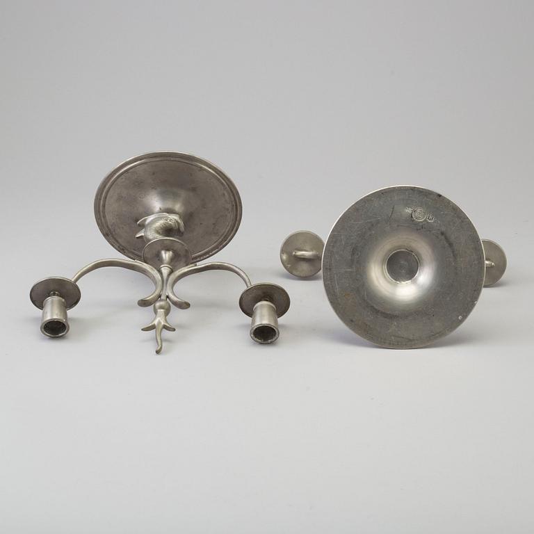 A pair of pewter chandeliers, Firma Svenskt Tenn, Stockholm 1928.