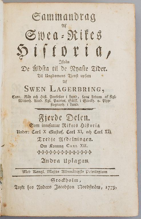 A BOOK ON SWEDISH HISTORY, 1779.