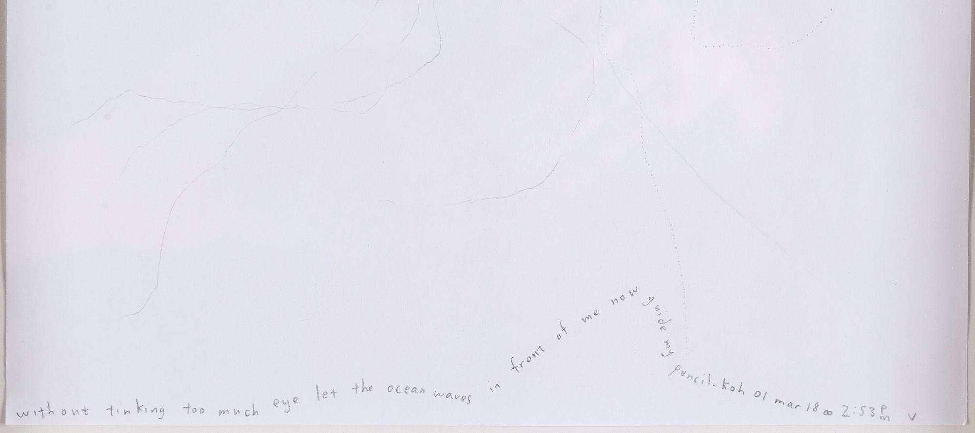 Terence Koh, "Without thinking too much eye let the ocean waves in front of me now guide my pencil".