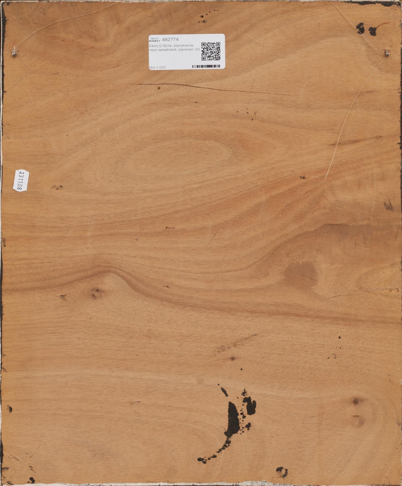 PAOLO BONI, blandteknik med metallrelief, signerad.