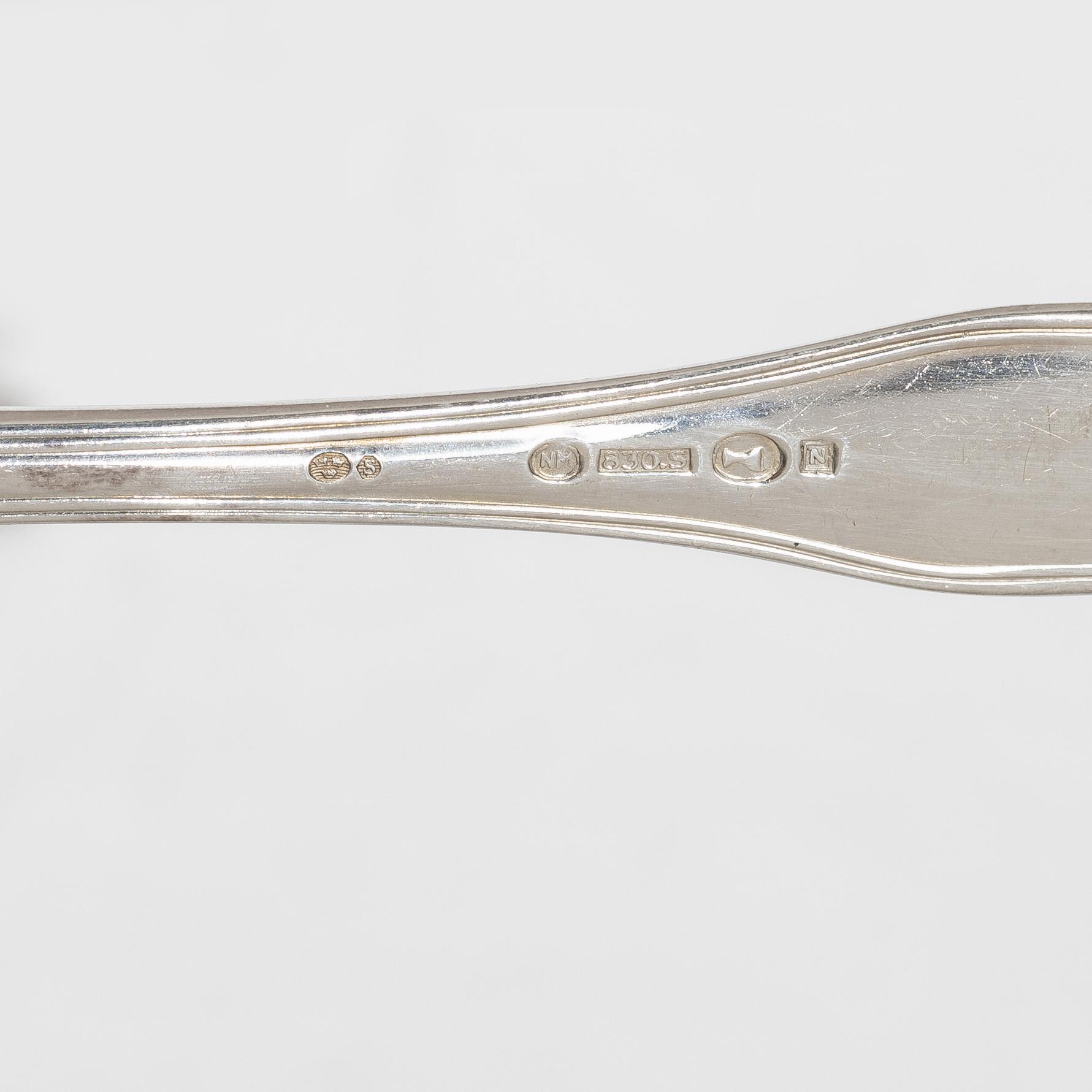 A 139 piece 'Hansa' silver cutlery service, mostly C.G. Hallberg, Mid 20th Century.
