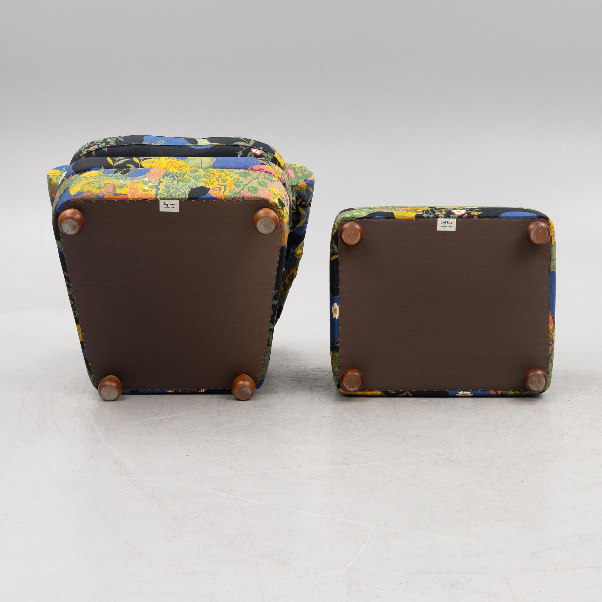 Josef Frank, armchair with footstool, model 336, Svenskt Tenn.