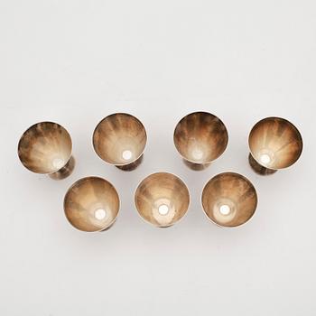 COCKTAILGLAS, 7 st, silver, Wiwen Nilsson, Lund 1931 - 1940. Vikt 469 gram.