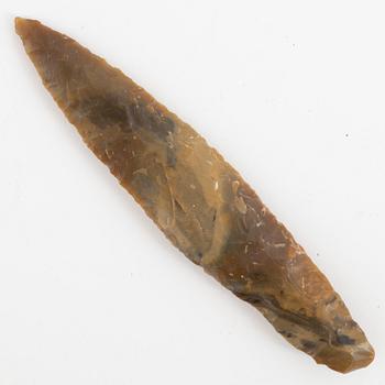 A Neolithic flint spearhead.