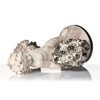 Bertold Löffler, a ceramic sculpture of a putto with cornucopia, model 156, Wiener Keramik, Vienna, Austria, 1908- 1912.