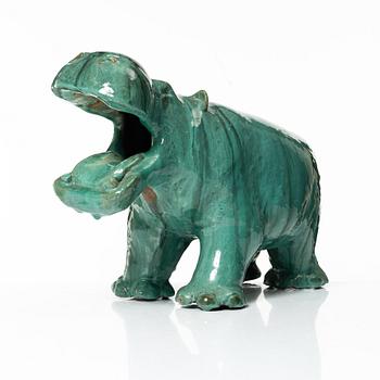 Allan Ebeling, a glazed ceramic sculpture, hippopotamus, Torshälla 1932.