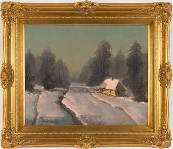 Wiktor Korecki, Winter Landscape with House.