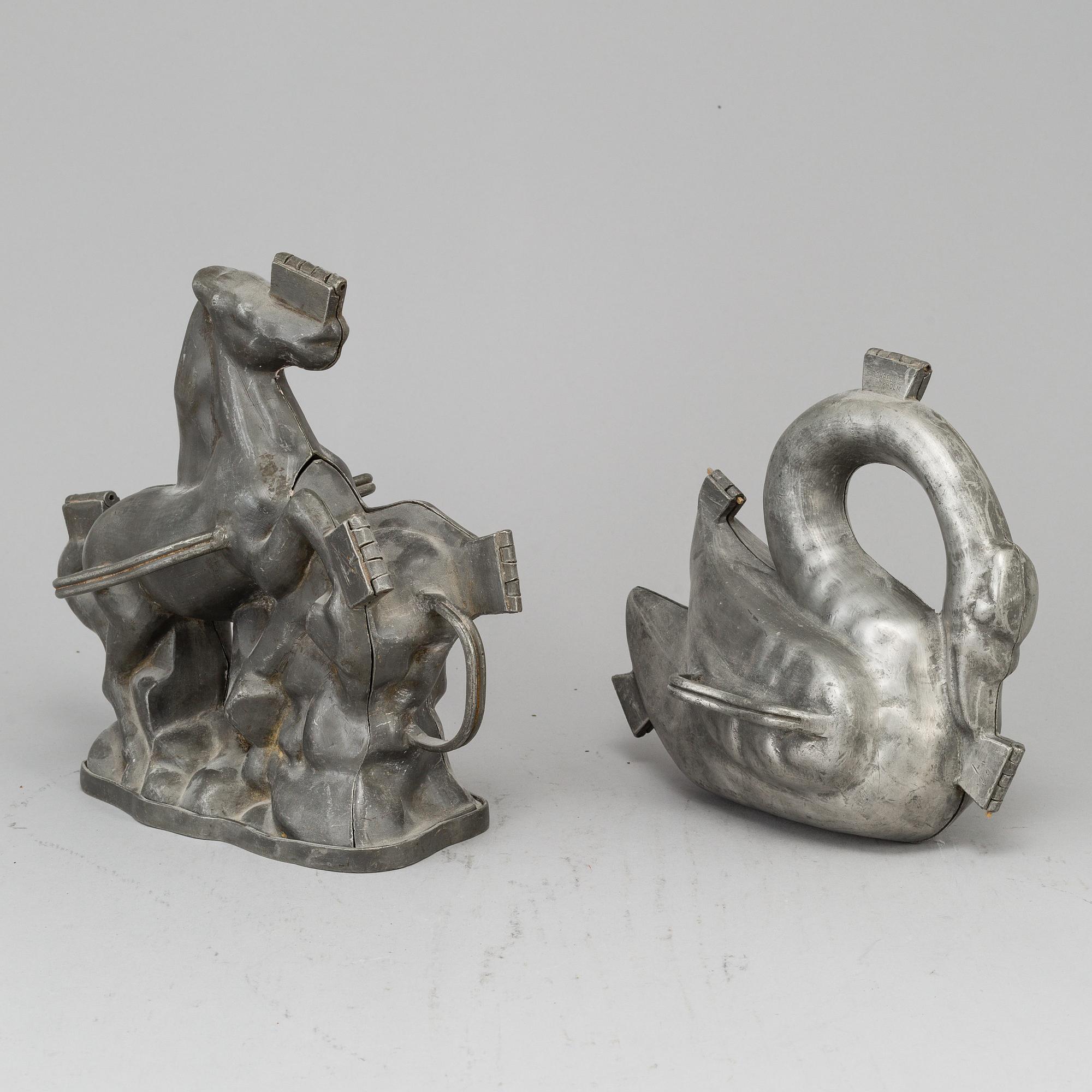 GLASSFORMAR, 2 st, tenn, omkring 1900.