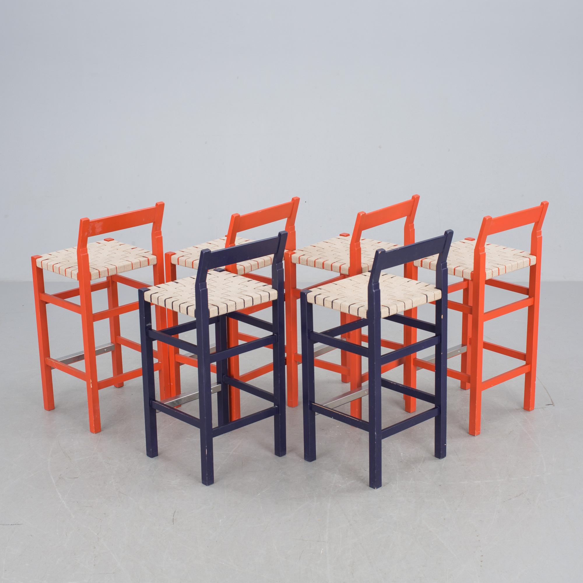 BARSTOLAR, 6 st , "Schablon", John Kandell, Källemo.