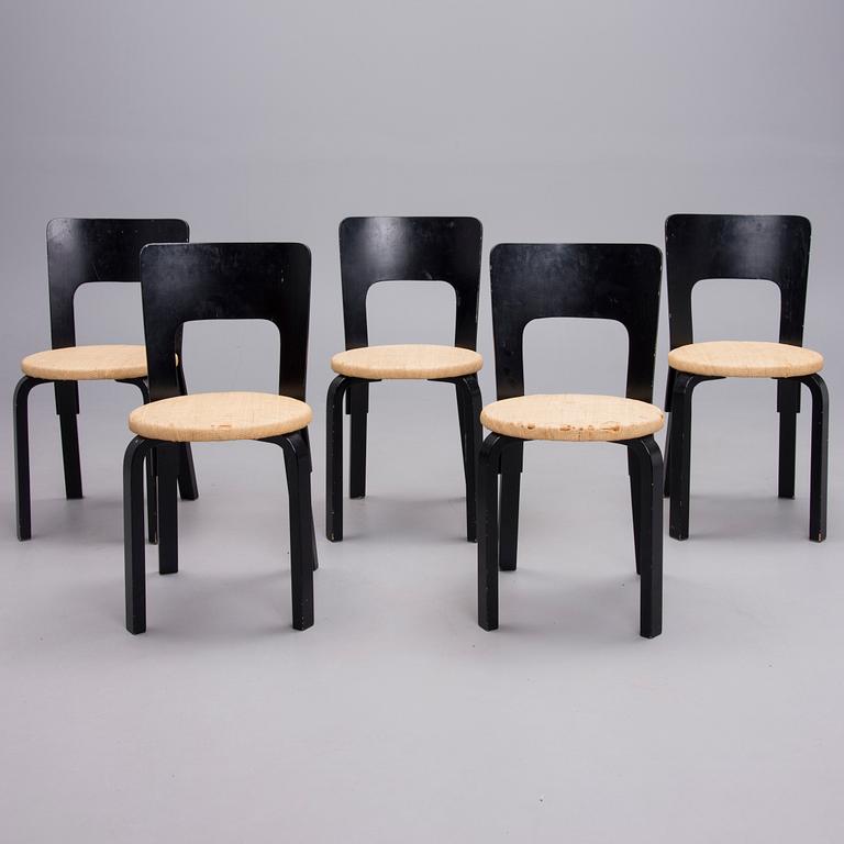 STOLAR, 5 st, modell 66, Alvar Aalto, Artek, 1900-talets mitt.