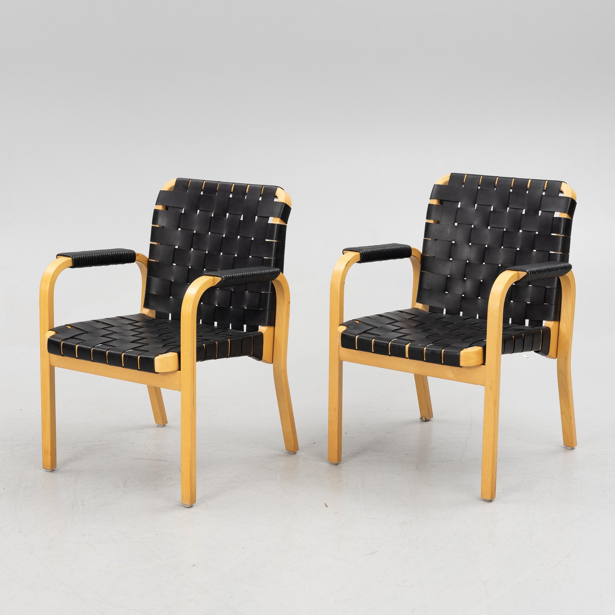 Alvar Aalto, armchairs, a pair, model 45, Artek, late 20th century.