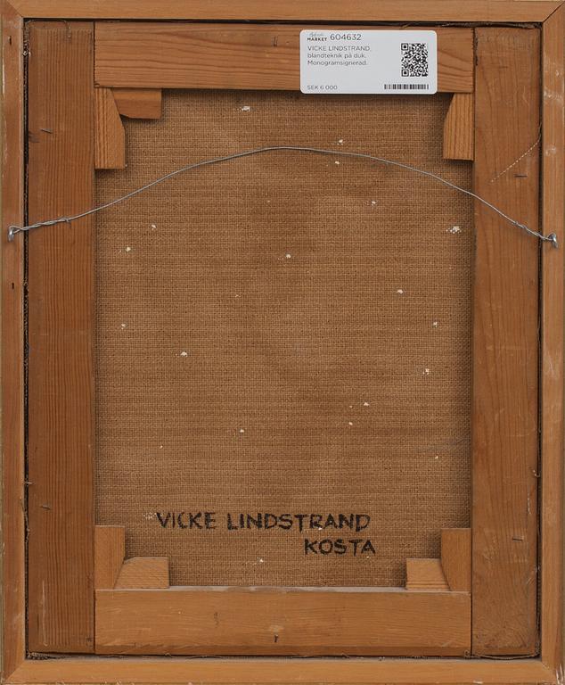 VICKE LINDSTRAND, blandteknik på duk. Monogramsignerad.
