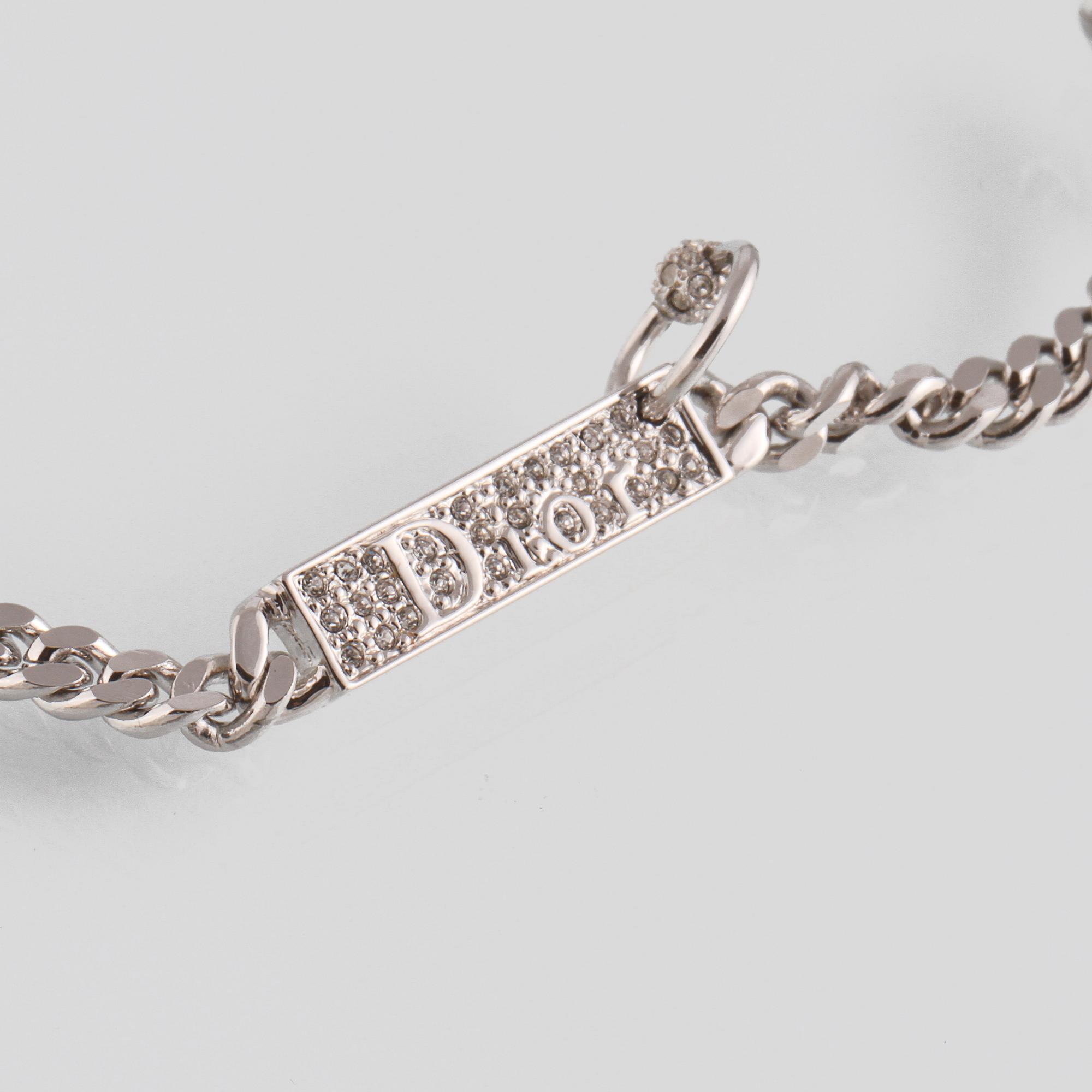 COLLIER, vitmetall samt strass, Christian Dior.