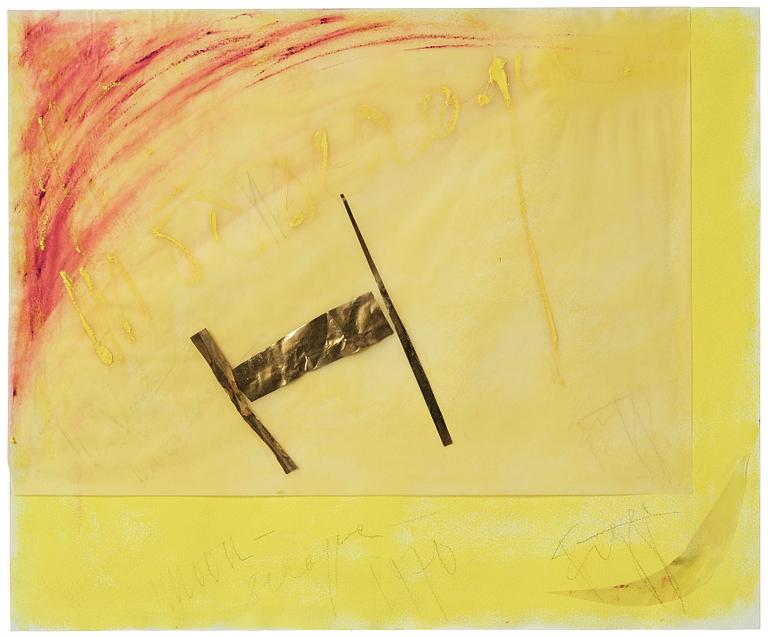 EDDIE FIGGE, blandteknik med collage, signerad Figge och daterad 1970.