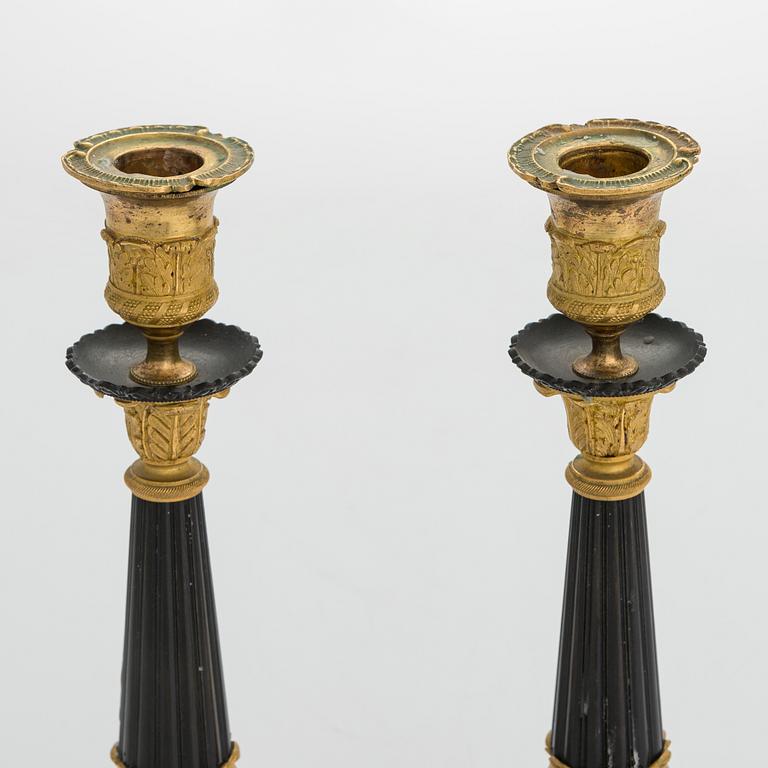 A pair of late Empire period candelabras, circa 1840.