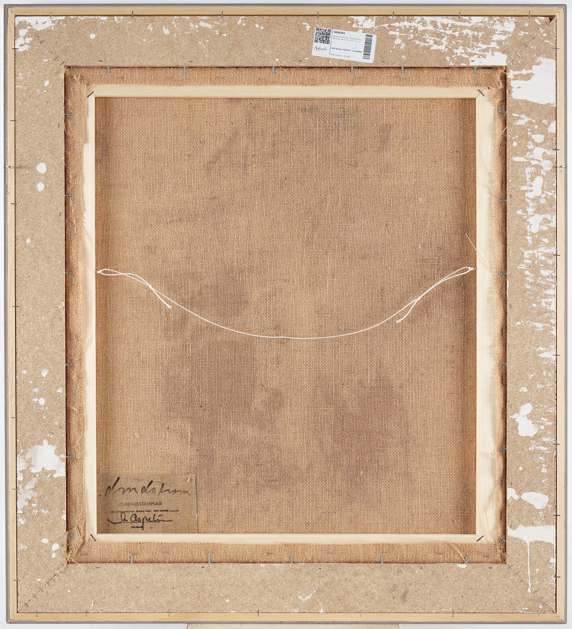 Bengt Lindström, mixed media on paper laid down on canvas, 1960s, estate stamp signed Curt Aspelin verso.