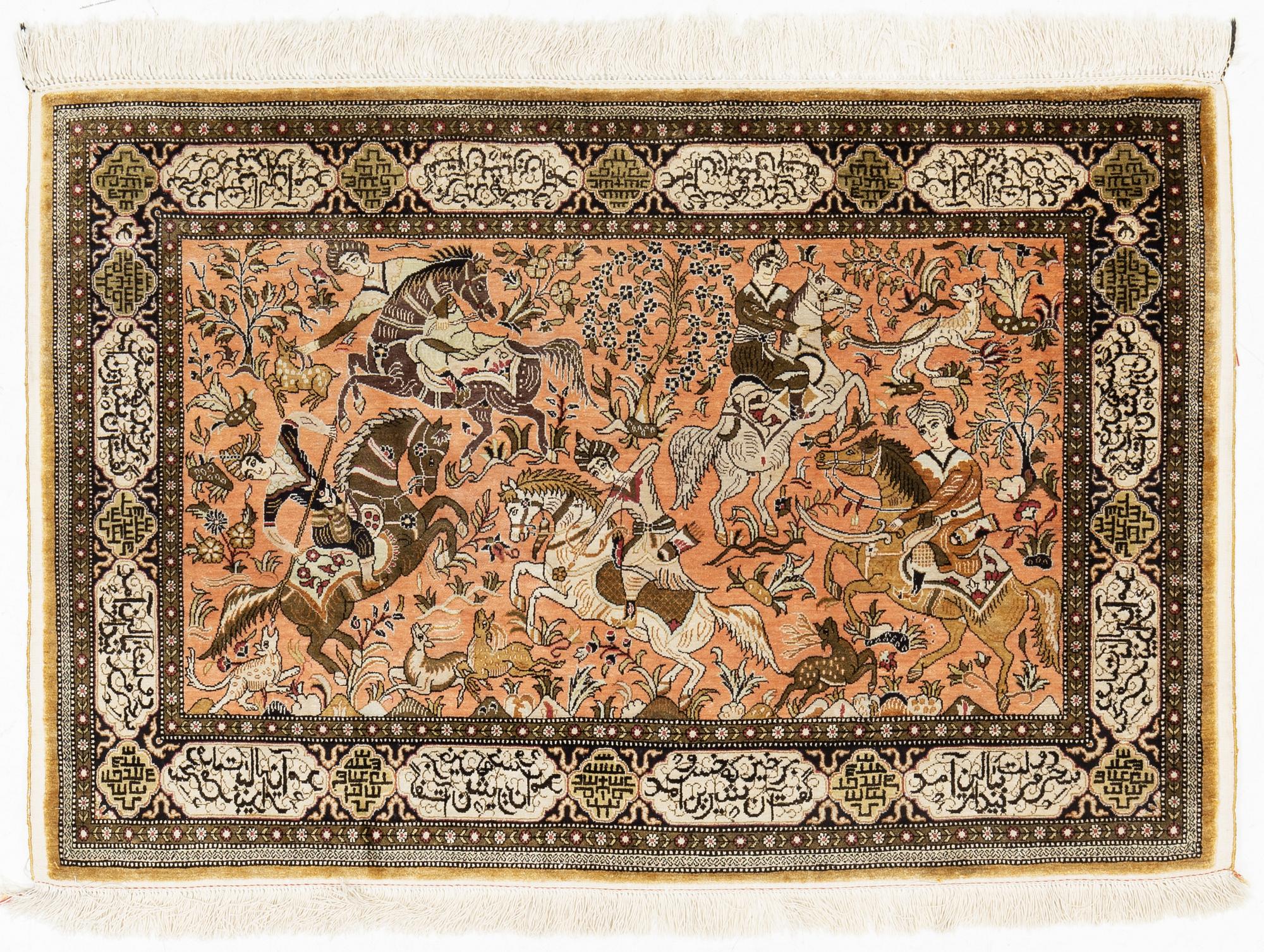 Matta, silke Ghom, figural, ca 87 x 128 cm.