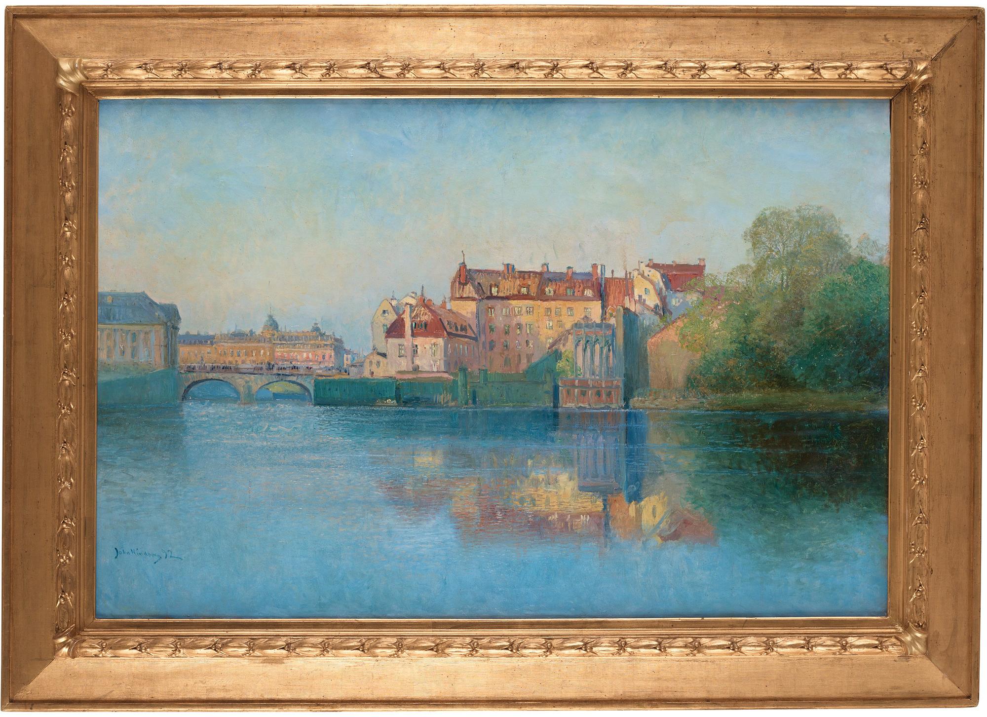 Johan (John) Kindborg, Vy mot Norrbro och Helgeandsholmen, Stockholm.