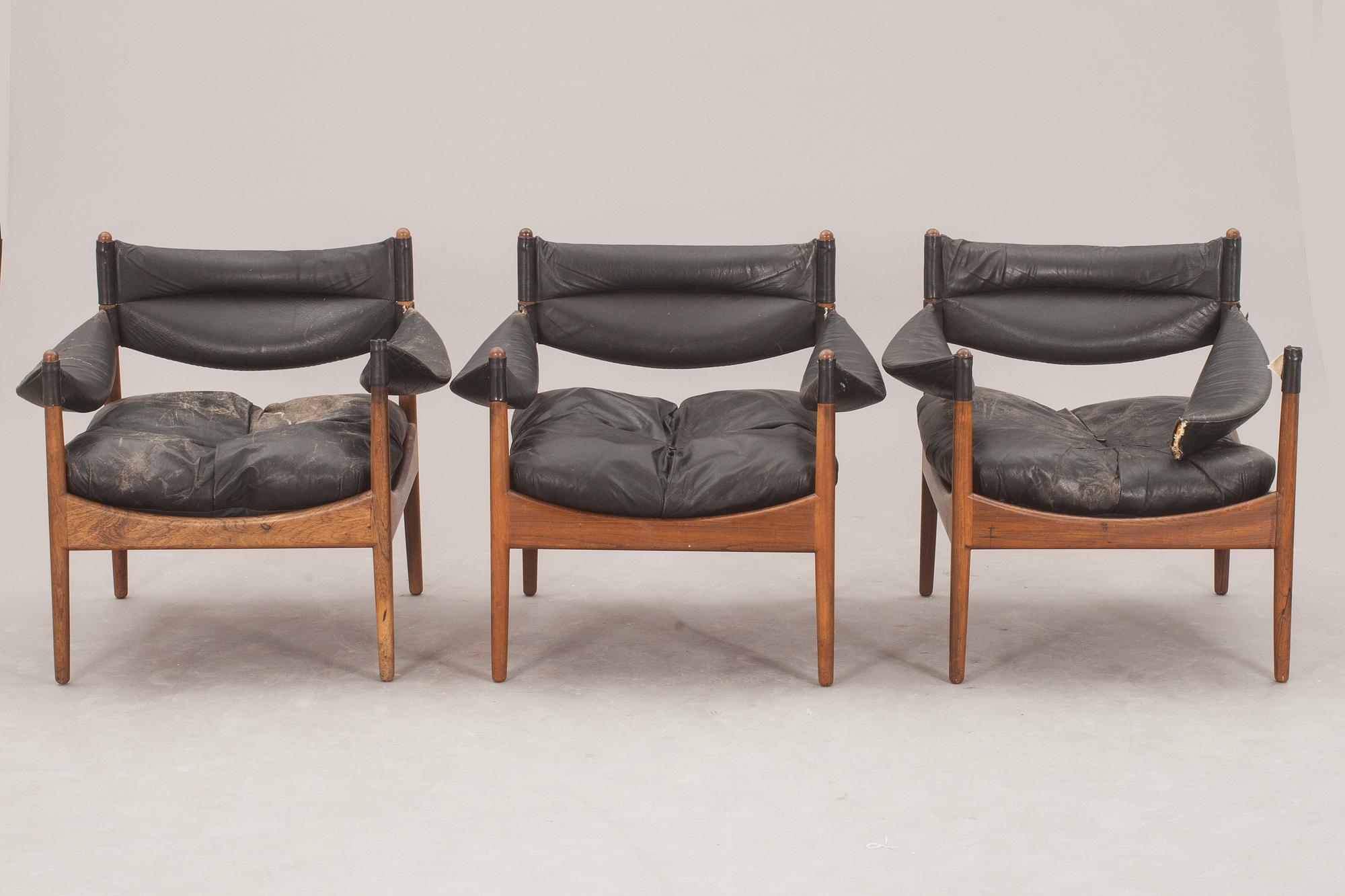 KARMSTOLAR, 3 st, Kristian Vedel, "Modus", Danmark, 1960-tal. CITES-intyg medföljer.