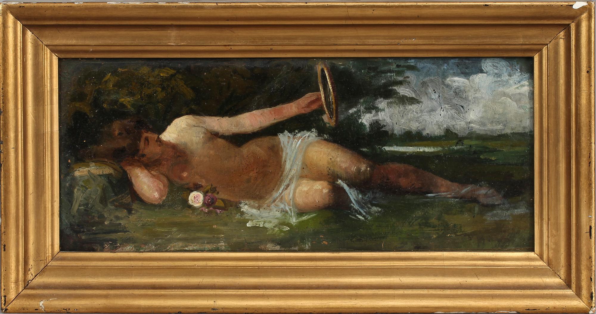 OKÄND KONSTNÄR, olja på pannå, 1900-talets början.