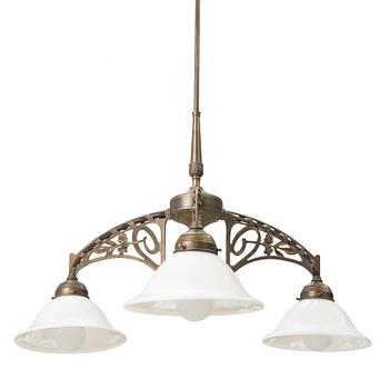 Ceiling lamp, Art Nouveau style, circa 2000, Berliner Messinglampen, Germany.