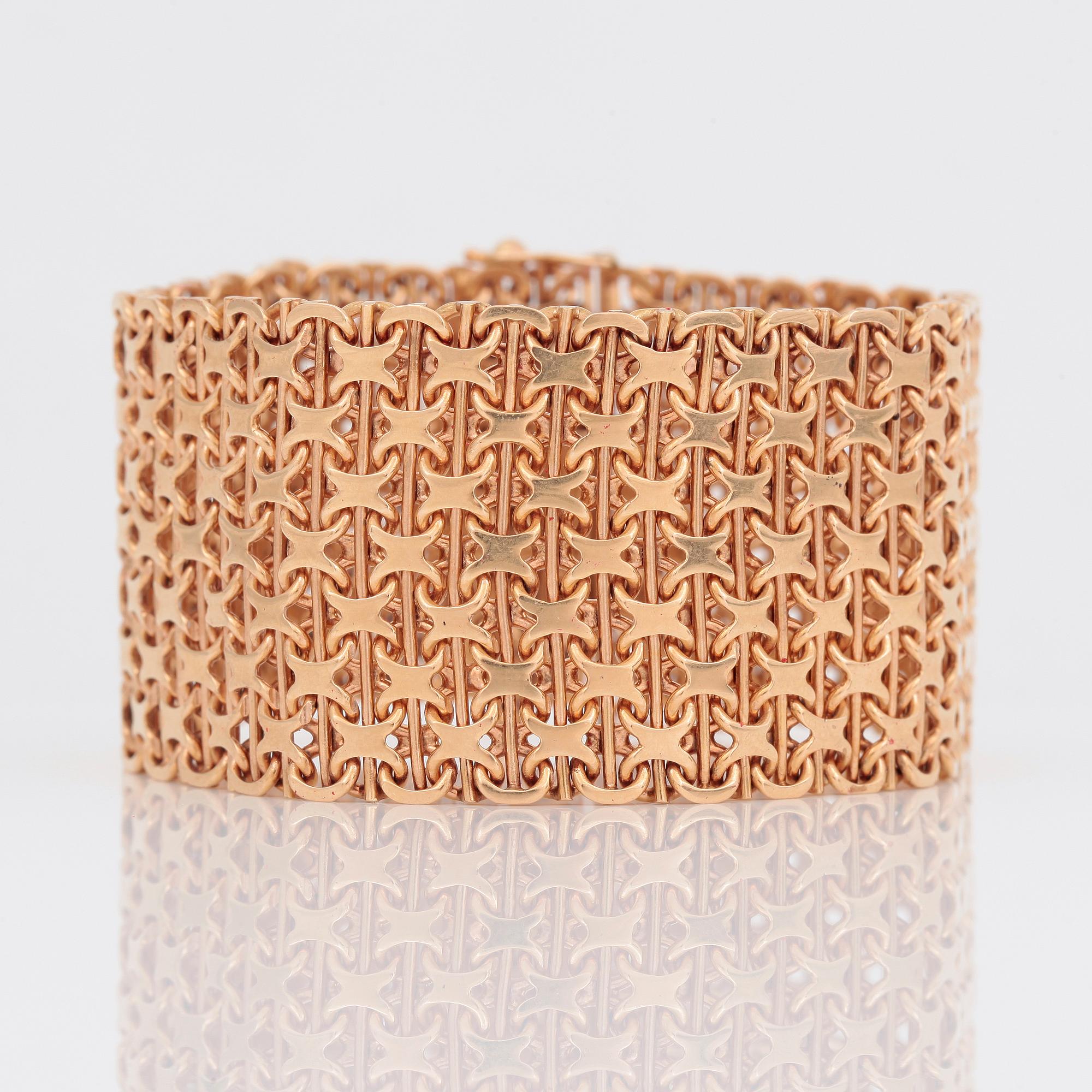 ARMLÄNK, 18 k guld, Stockholm, 1970. Vikt ca 80 g.