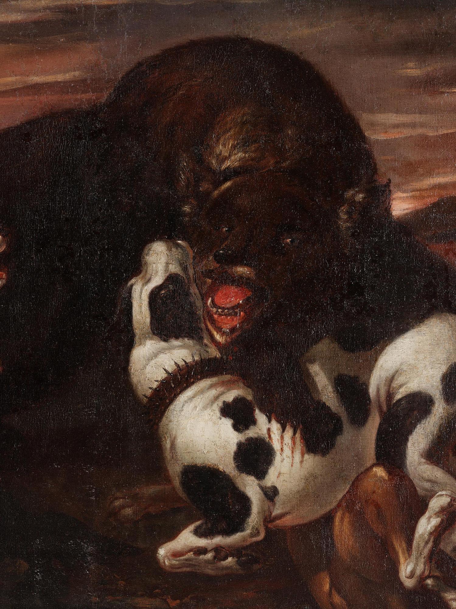 Frans Snyders, follower of, Bear hunting with dogs.