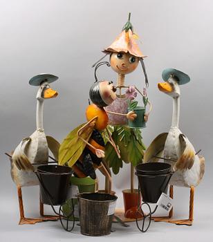 TRÄDGÅRDSFIGURER, 4 st, plåt, 2000-tal.