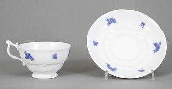 TESERVIS, 15 delar, porslin, "Blå blom" Old Gustavsberg, 1800-tals slut.