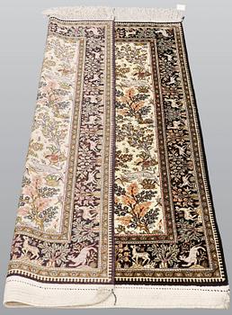 A carpet, Figural Silk Qum, ca 163 x 105 cm.