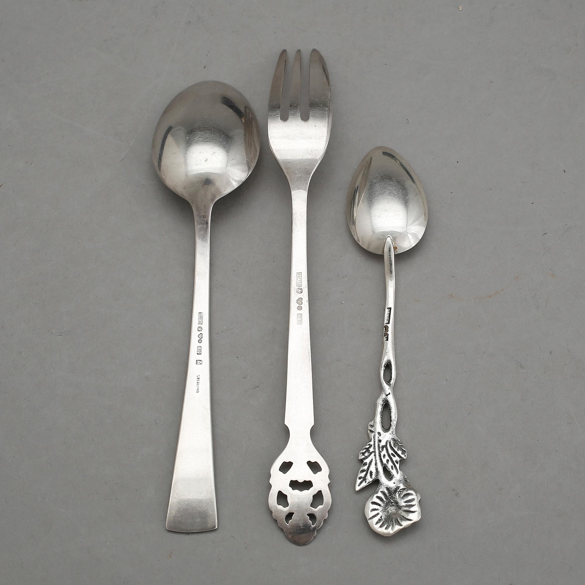 PARTI BESTICK, 24 delar, silver, GAB, GEWE och CGH, 1950-60-tal. Vikt 354 g.