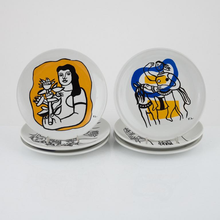 Fernand Léger, efter. Tallrikar, 8 st, porslin, Biot, Frankrike.