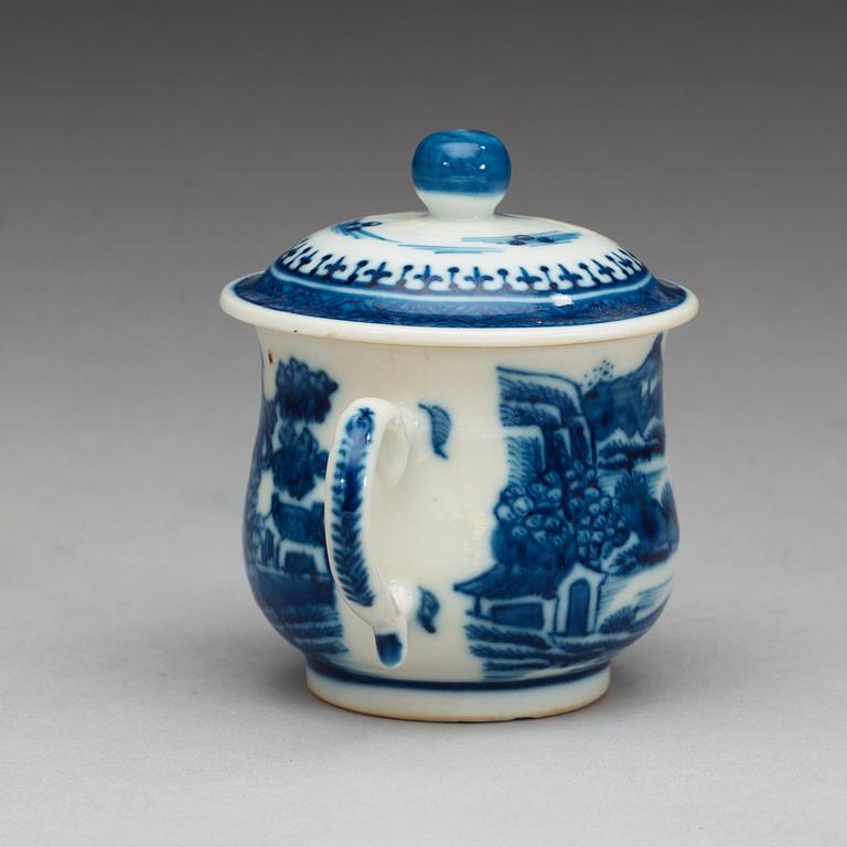A set of nine blue and white custard cups with covers, Qing dynasty, Jiaqing (1796-1820).