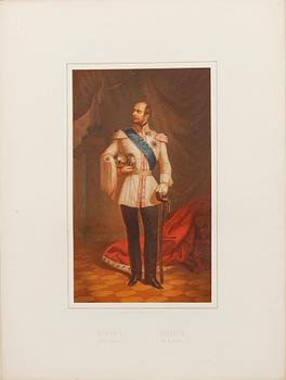 PLANSCHER, 9 st, "Konung Oscar I och hans samtida regenter". Utförda hos A.J Salmson, omkring 1859.