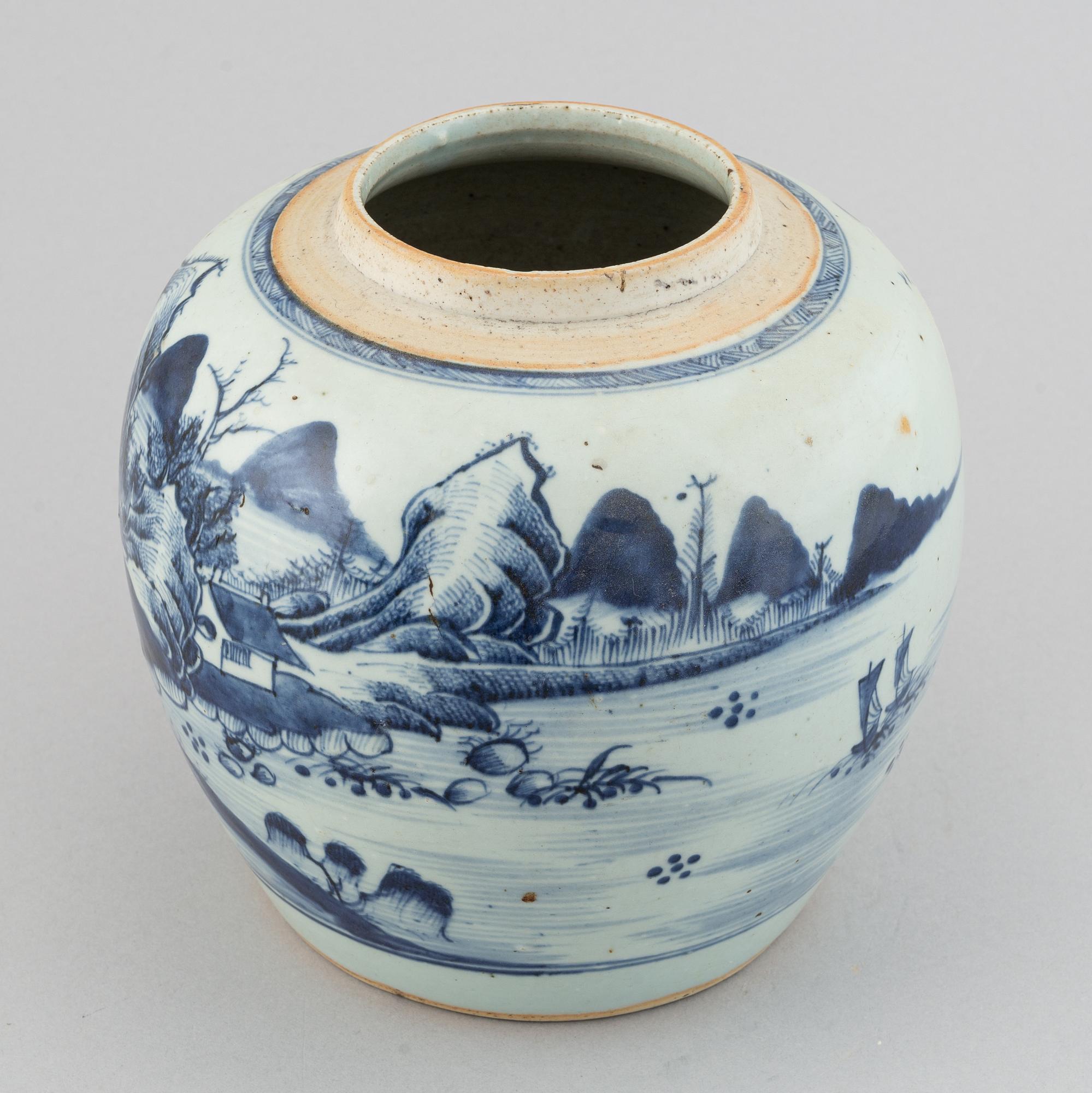 A blue and white jar, Qing dynasty, Qianlong (1736-95).