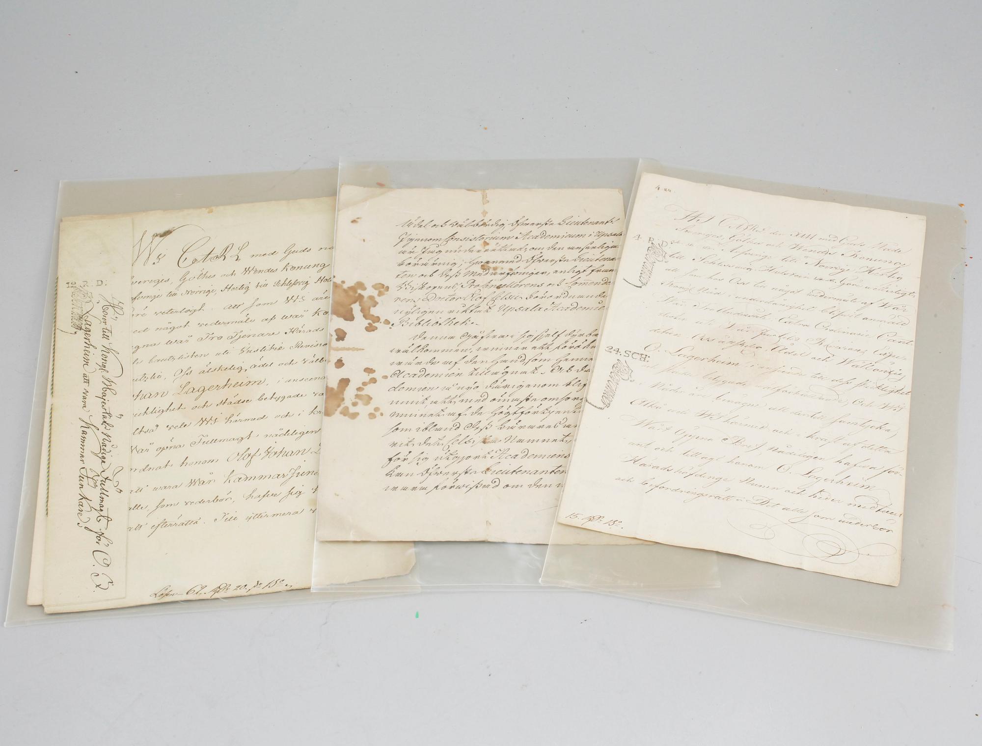 Four letters from Karl XIII, signed and dated 1794- 1810.