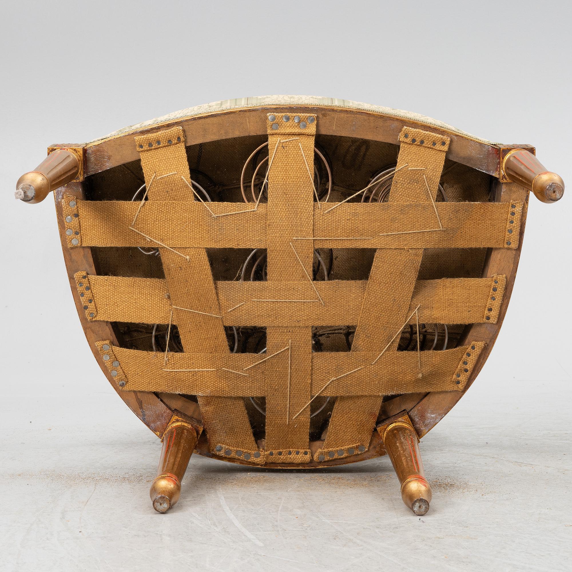 Soffa, 2 karmstolar, bord, gustaviansk stil, 1900-tal.