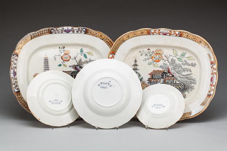MATSERVIS, flintgods, 59 delar, "Japan", Rörstrand. 1900-talets början.