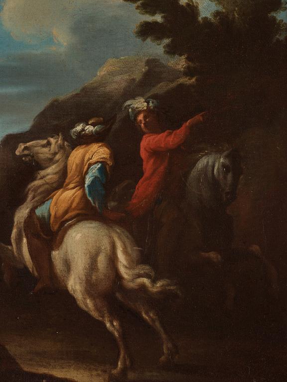 Giovanni Domenico Ferretti Circle of, Soldiers on horseback, a couple.