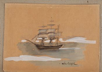 Albert Edelfelt · ALBERT EDELFELT, akvarell med täckvitt, signerad.