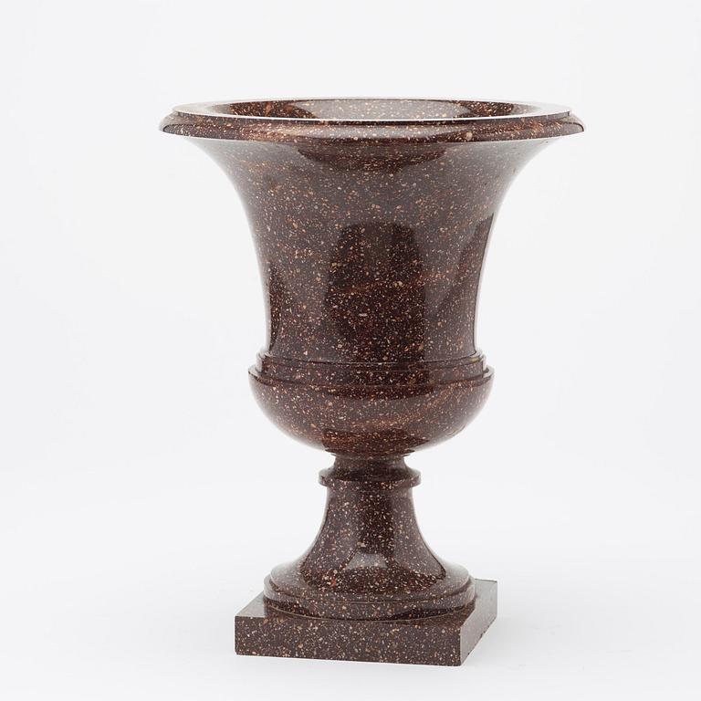 A Swedish early 19th century porphyry urn.