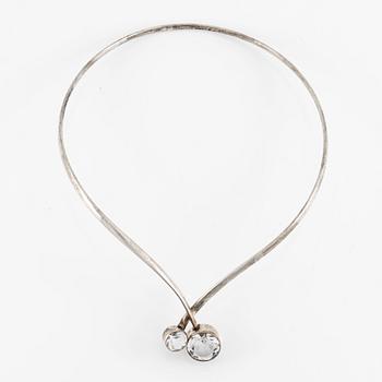 Saarela Arvo necklace silver with faceted rock crystal, 1974.